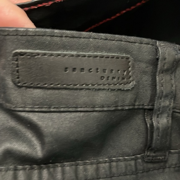 Sanctuary Leather Look Moto Jeans - Picture 6 of 10